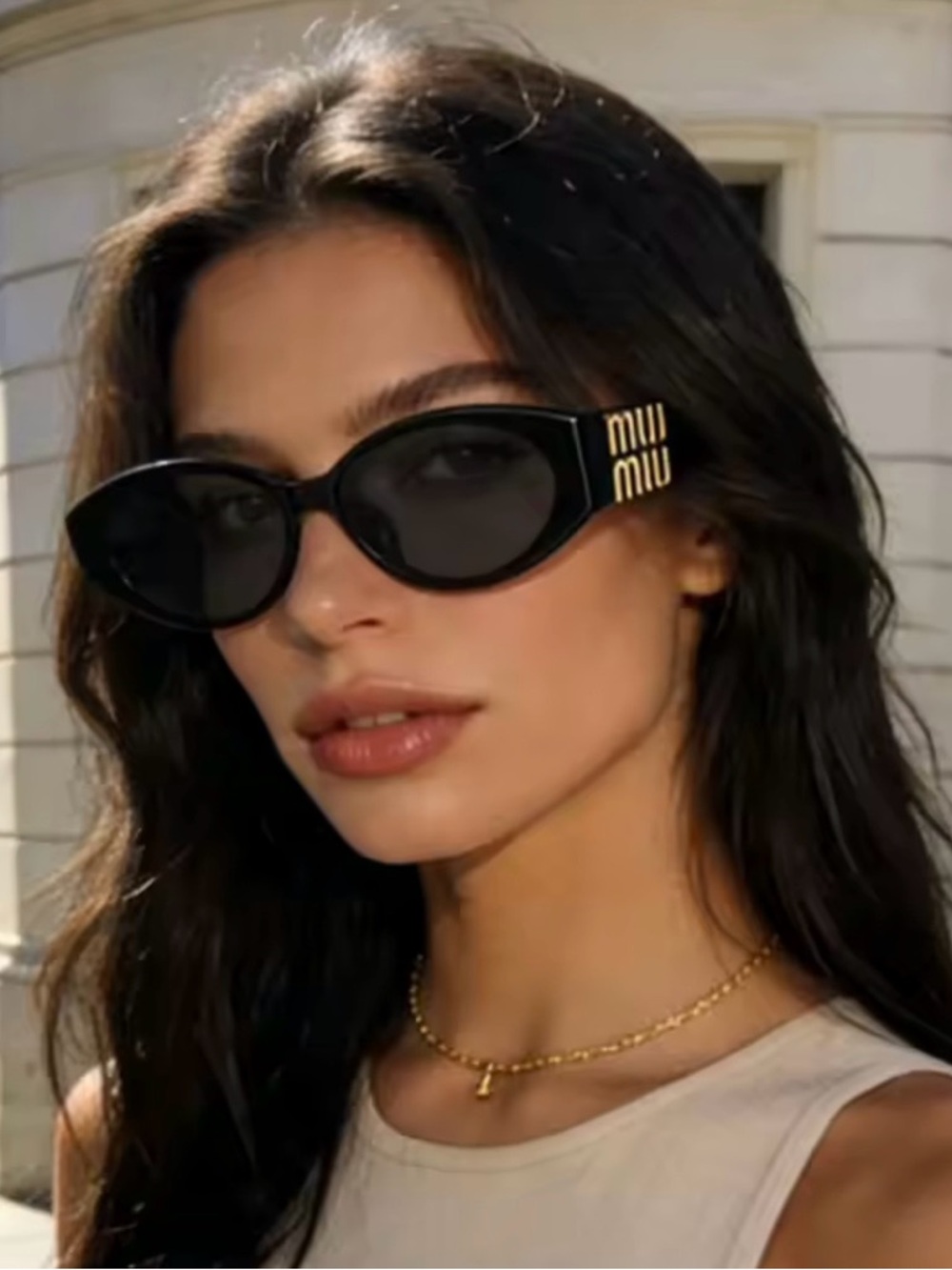 New designer inspired Black Cat-Eye Sunglasses with Gold Logo